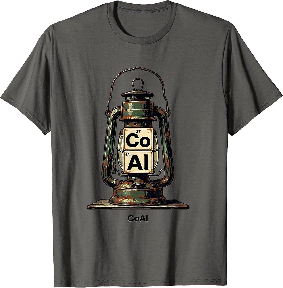 CoAl Vintage Periodic Table Chemistry Pun Science Geek Gift T-Shirt - Asphalt Grey