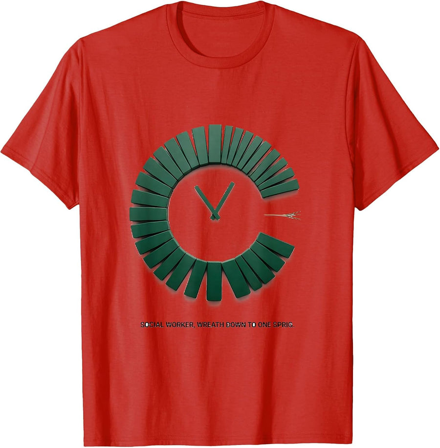 Men's Social Worker, Wreath Down To One Sprig Funny T-Shirt - Red