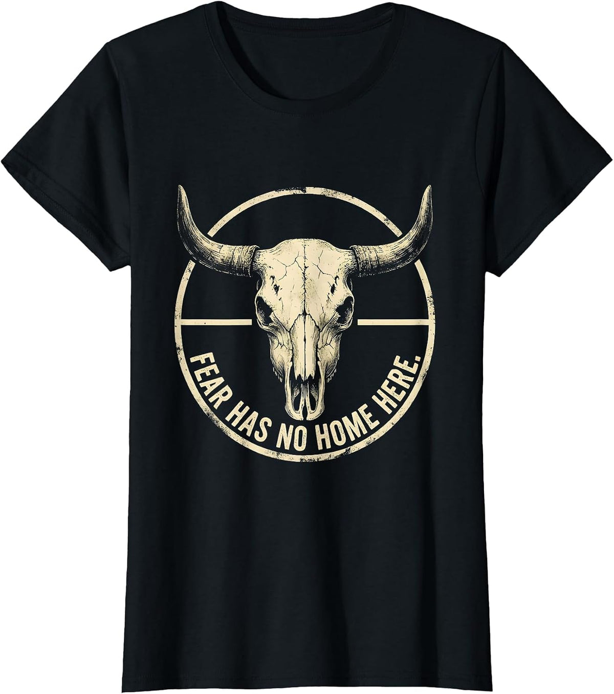 Women's Fear Has No Home Here Faith Over Fear Design T-Shirt - Black