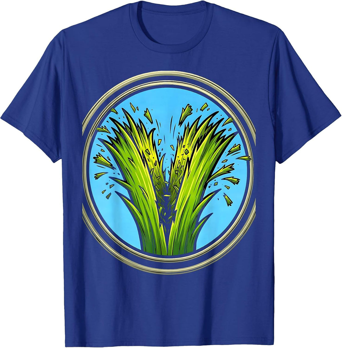 Grass Blade Cross Section Lawn Mowing Graphic T-Shirt - Royal Blue