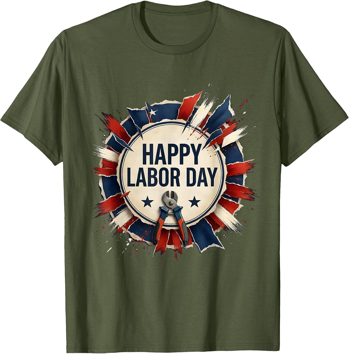 Happy Labor Day Patriotic Union Worker Pride Custom Style T-Shirt - Olive Green