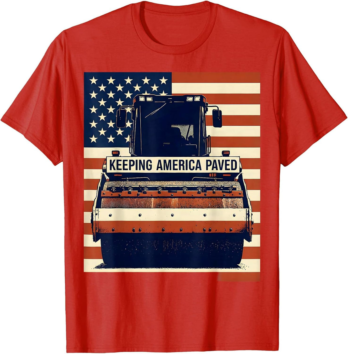Men's Keeping America Paved Patriotic Occupation Pride Vintage T-Shirt - Red