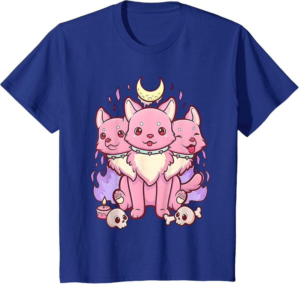 3 Headed Dog Kawaii Pastel Goth Cute Creepy Occult Cerberus T-Shirt - Royal Blue