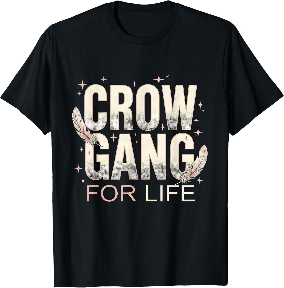 Men's Crow Gang For Life Bold Crow Graphic Design T-Shirt - Black