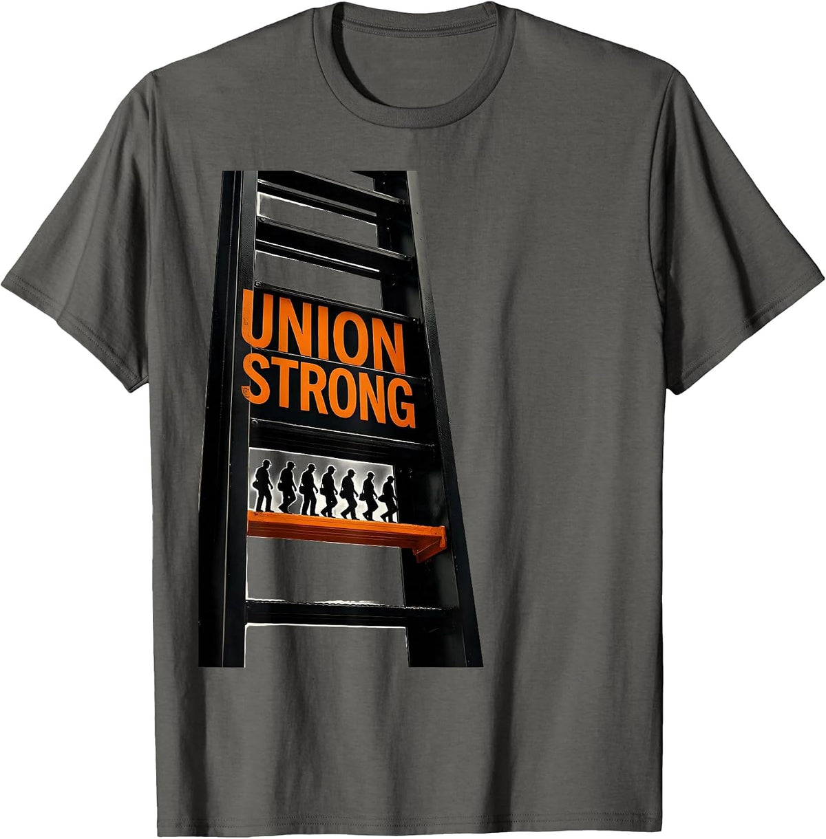 Union Strong Brutalist Graphic Skilled Trades Labor Worker T-Shirt - Asphalt Grey