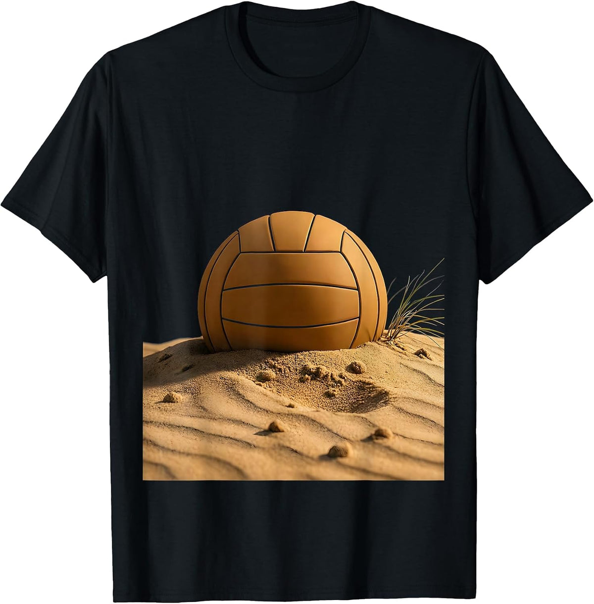 Men's Weathered Volleyball Half-Buried in Beach Sand T-Shirt - Black