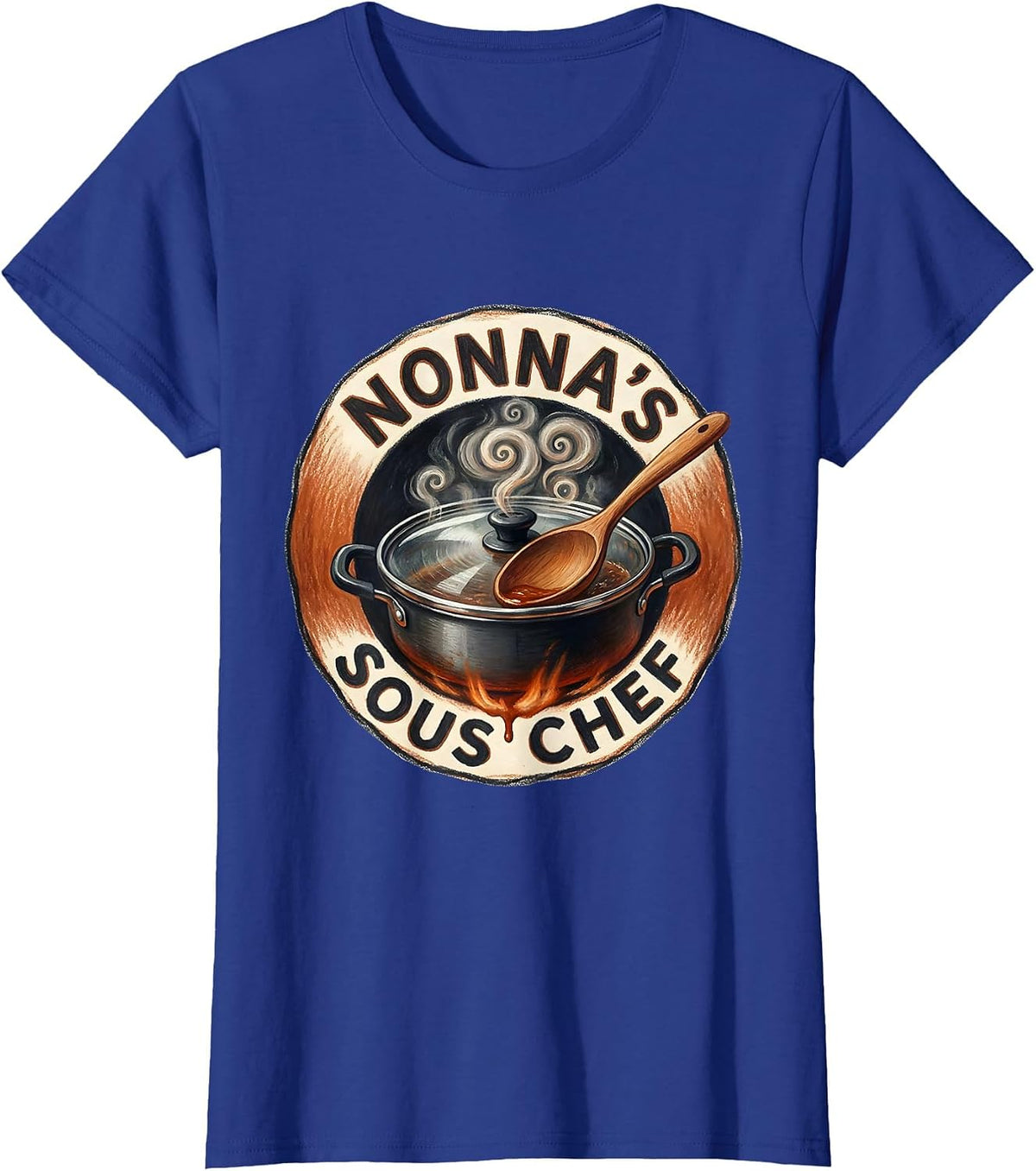 Women's Nonna's Sous Chef Funny Italian-American Heritage Food Humor T-Shirt - Royal Blue