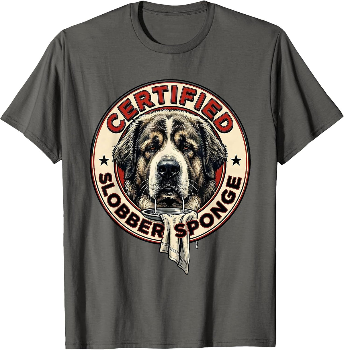 Men's Certified Slobber Sponge Funny Great Pyrenees Dog Mom Dog T-Shirt - Asphalt Grey