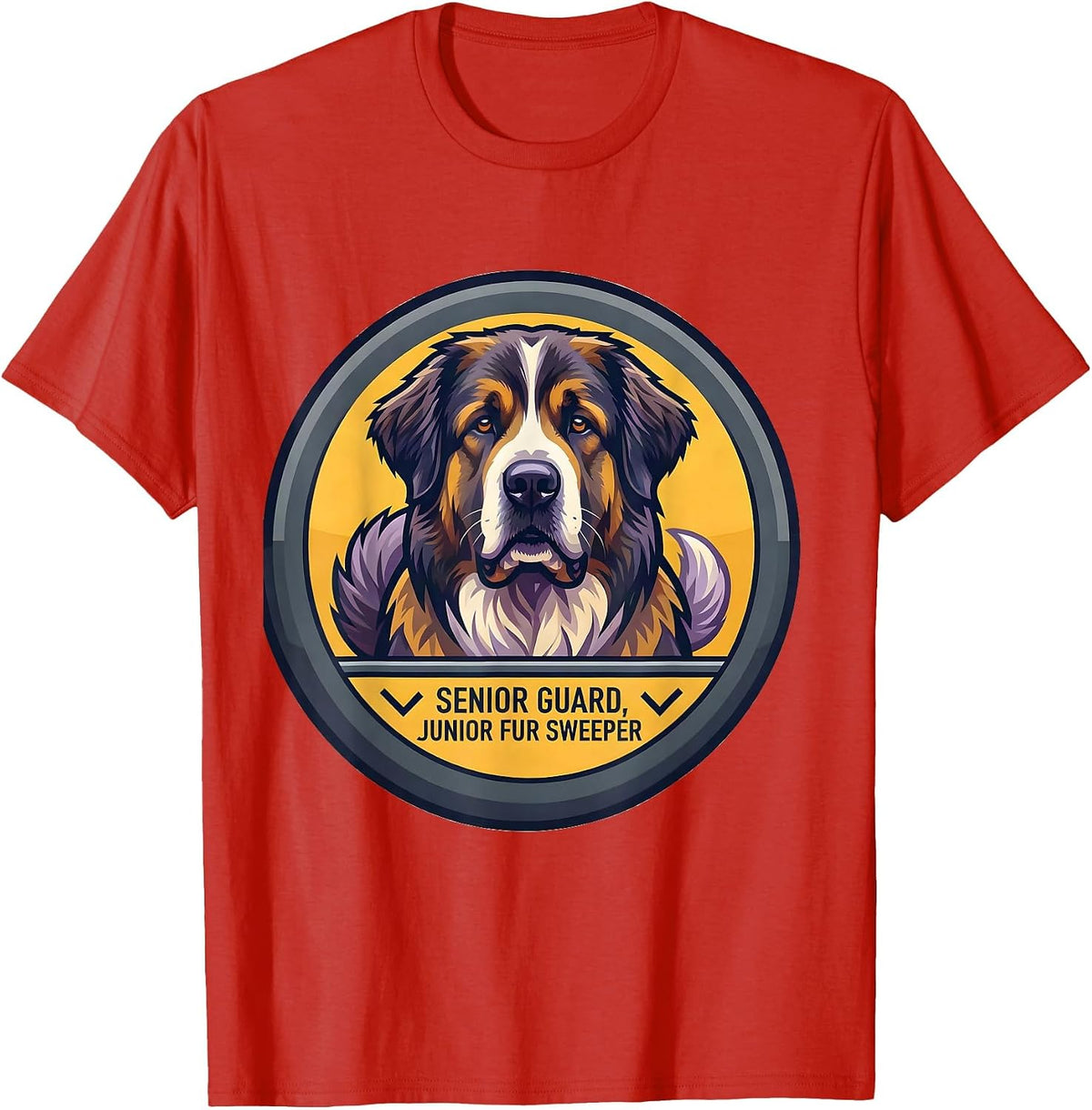 Men's Senior Guard Junior Fur Sweeper Funny Great Pyrenees Dog T-Shirt - Red