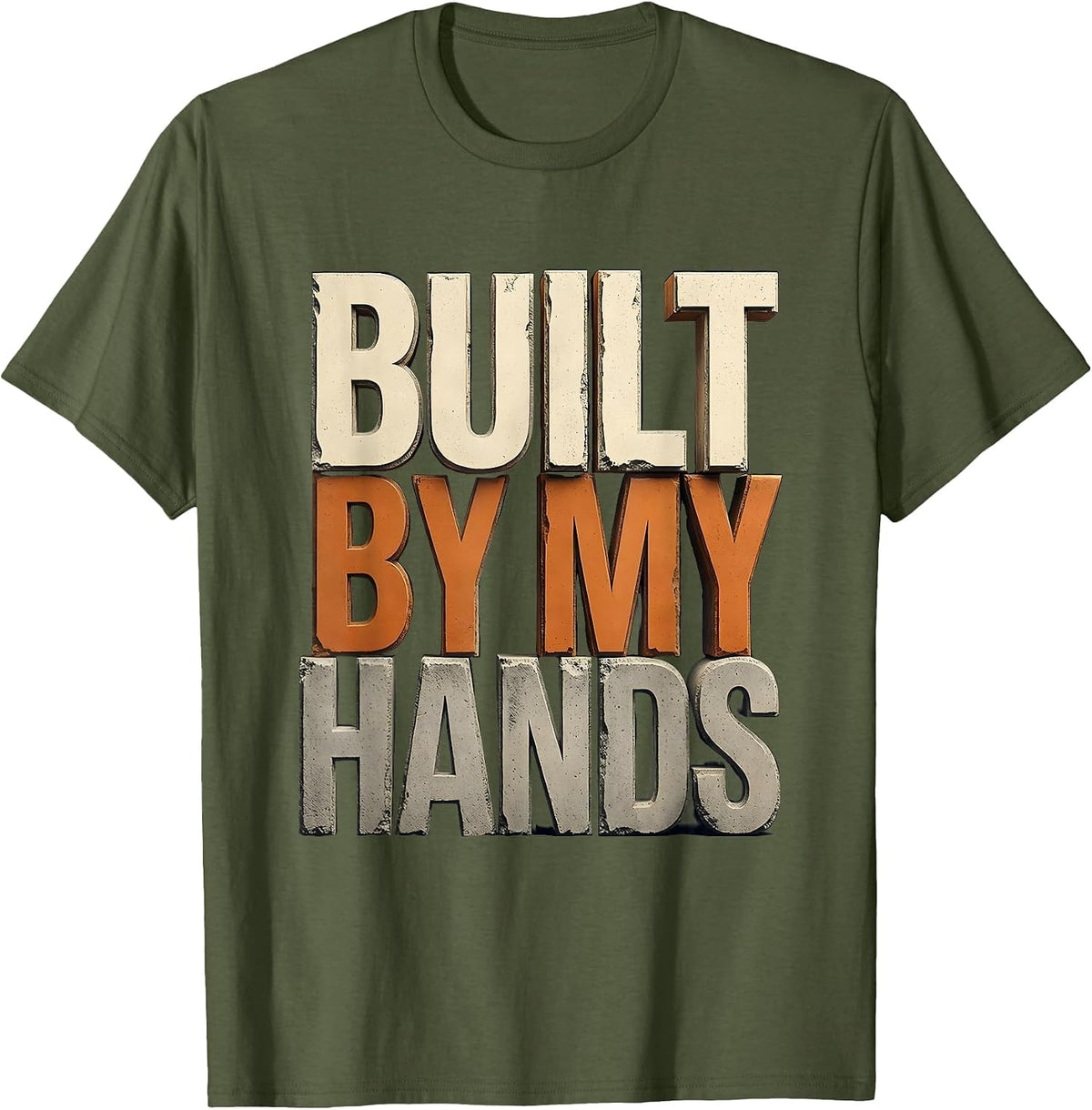 Men's Built by My Hands Craftsman Pride Design T-Shirt - Olive Green