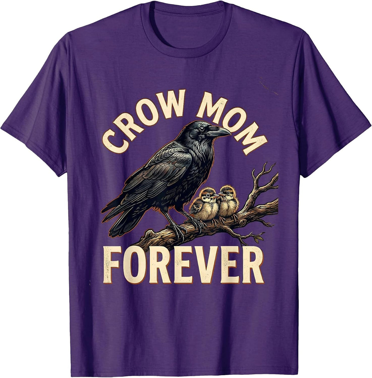 Men's Crow Mom Forever Bird Lover Graphic Design T-Shirt - Purple