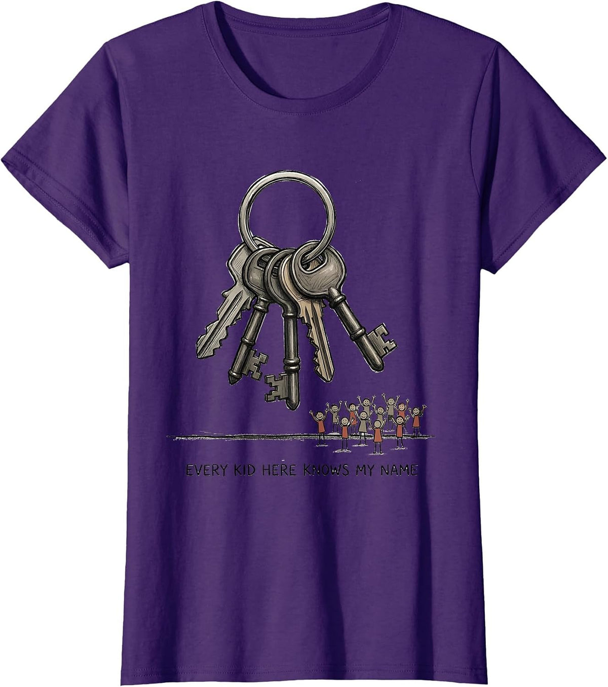 Women's Every Kid Here Knows My Name Funny Custodian Appreciation T-Shirt - Purple