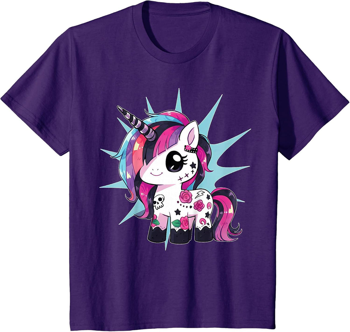 Kawaii Pastel Goth Unicorn Pony Aesthetic Gothic T-Shirt - Purple