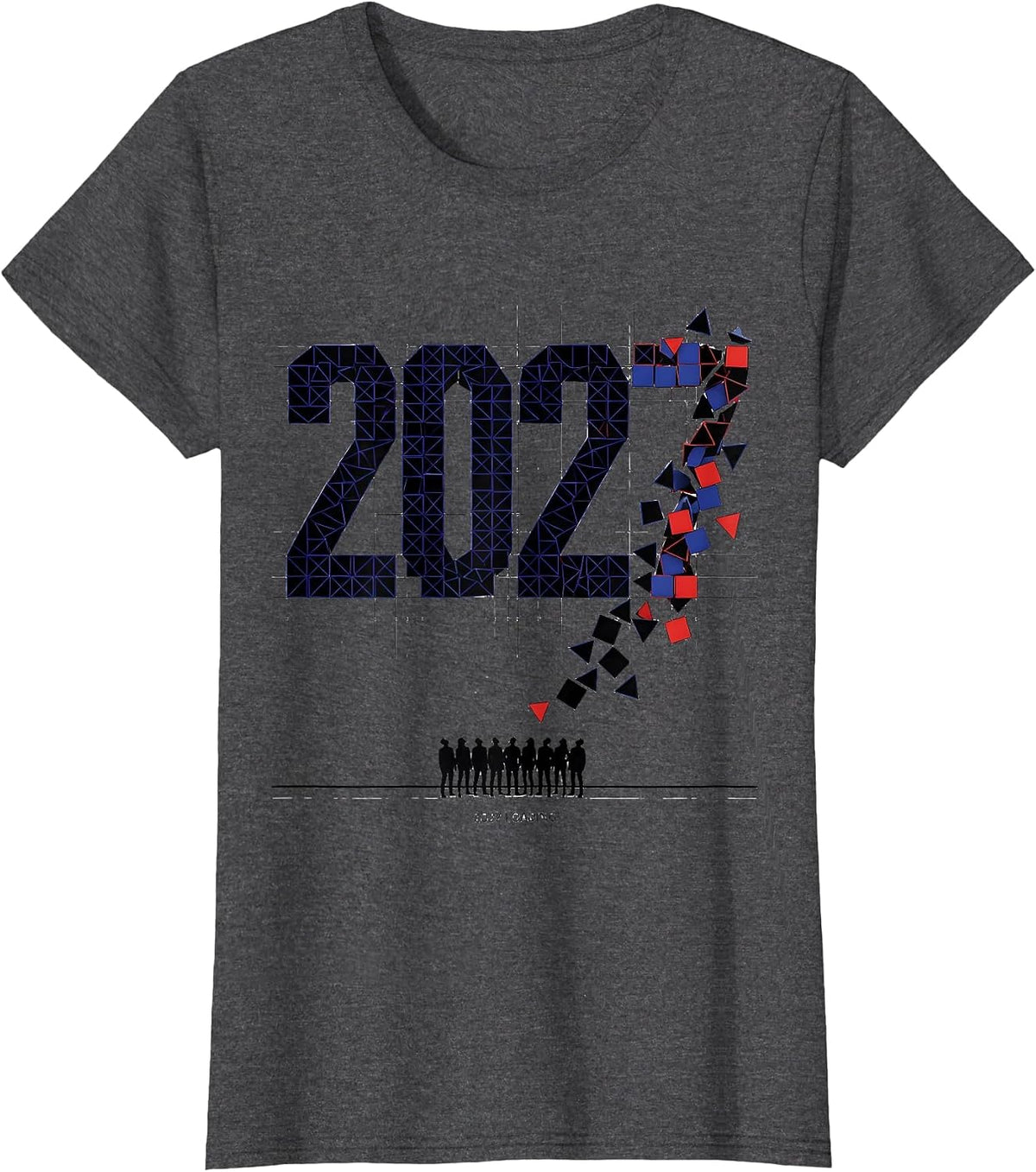 Women's 2027 Loading Geometric New Year Party Countdown Family T-Shirt - Dark Heather Grey