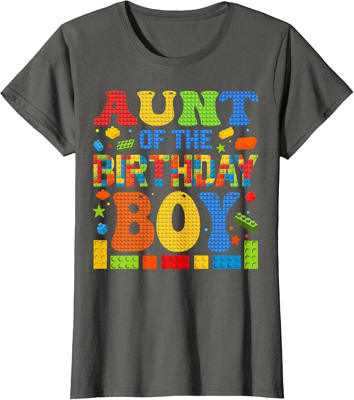 Aunt of The Birthday Boy Building Block Birthday Party T-Shirt - Asphalt Grey