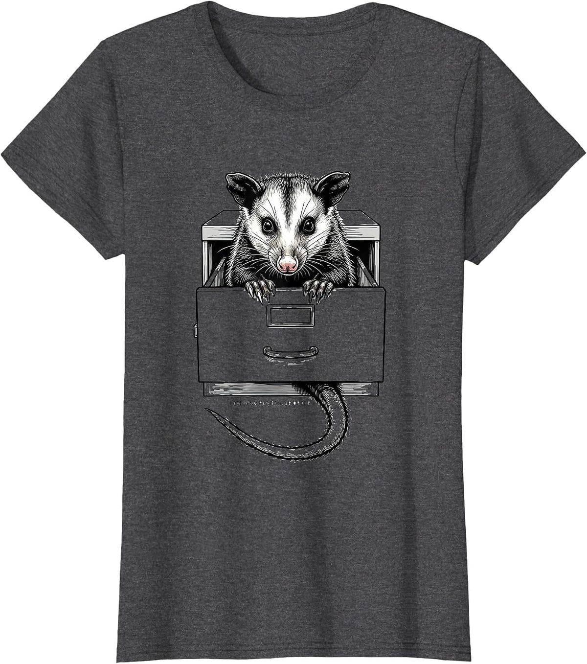 Women's I Am In No Particular Order Funny Opossum Line Art Animal T-Shirt - Dark Heather Grey