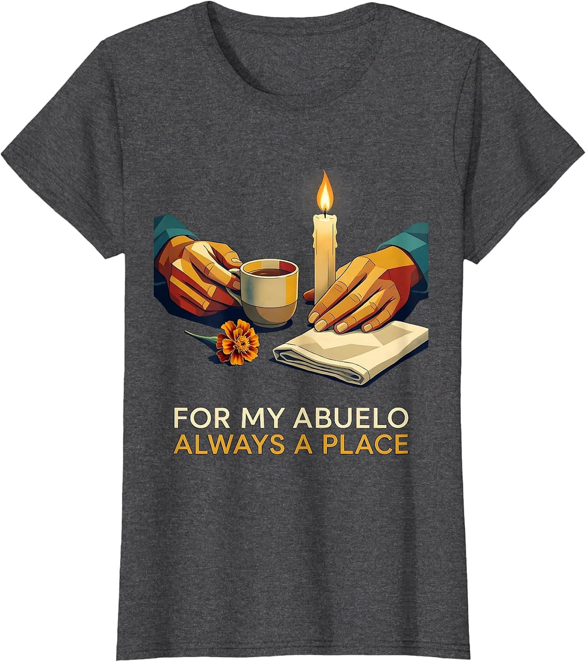 Women's For My Abuelo, Always A Place Midcentury Modern Gothic T-Shirt - Dark Heather Grey
