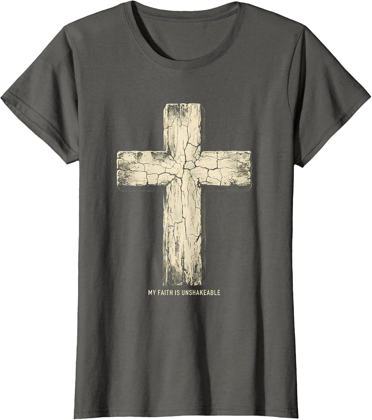 Women's My Faith Is Unshakeable Faith Over Fear Design T-Shirt - Asphalt Grey