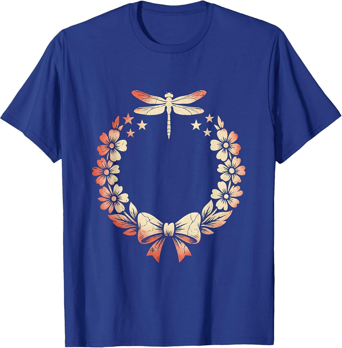 Girls American Flag Sunglasses Fireworks Illustration T-Shirt - Royal Blue