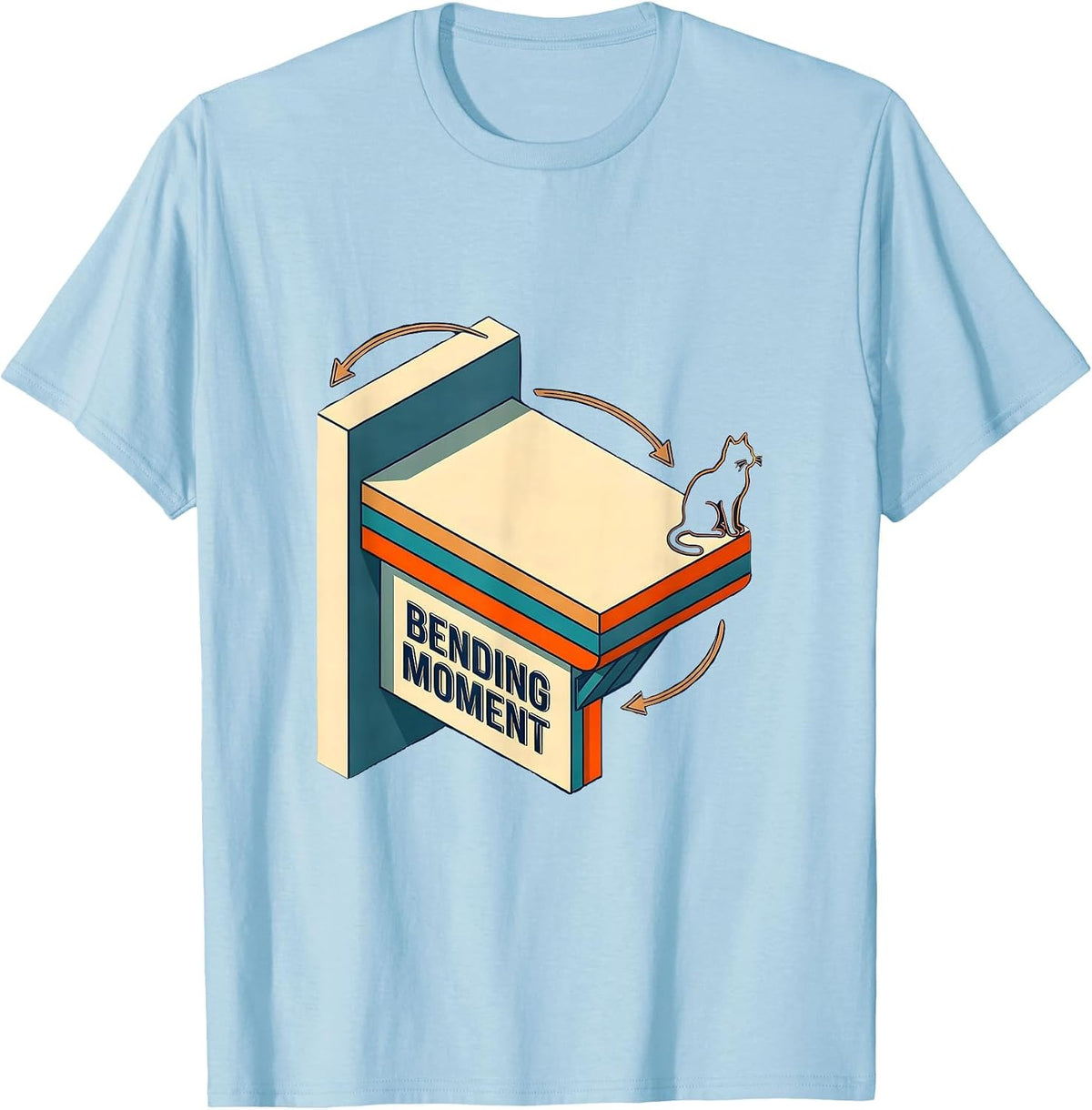Men's Bending Moment Funny Cat Physics Humor Design Cat Lover T-Shirt - Baby Blue