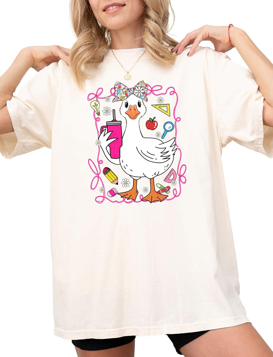 Teacher Shirt Back to School Gift for Female School Staff Front Desk Tees - Playfulpinkribbongoose