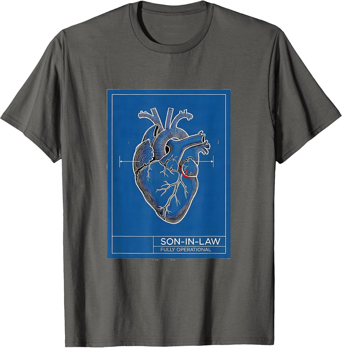 Men's Son-In-Law Fully Operational Technical Blueprint Funny T-Shirt - Asphalt Grey