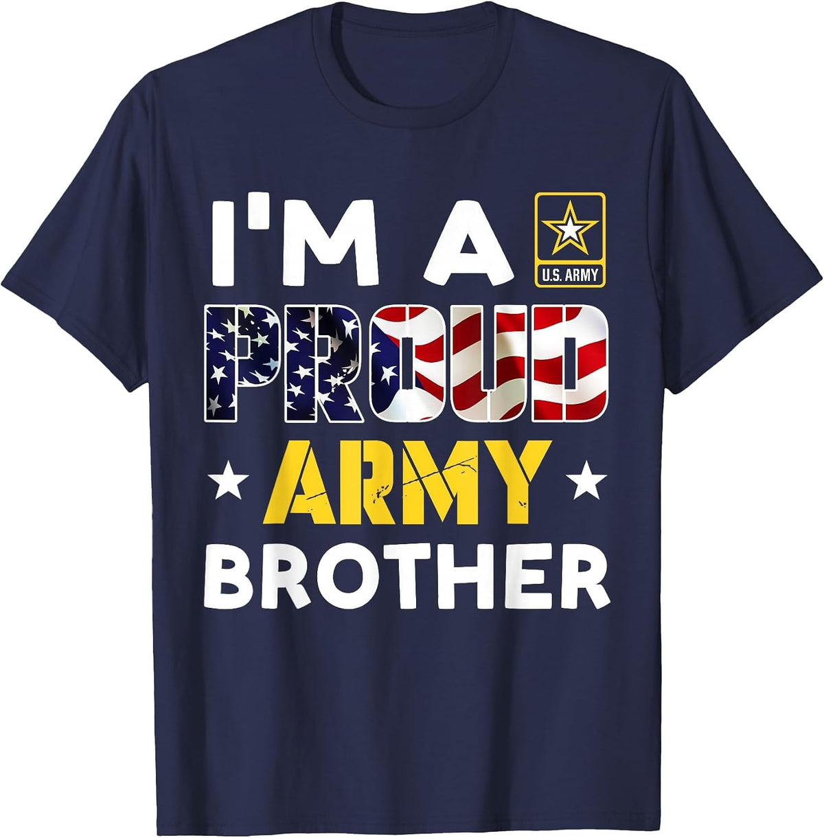 Ich bin EIN stolzer Army Brother Family Soldier Under American Flag T-Shirt - Navy Blue