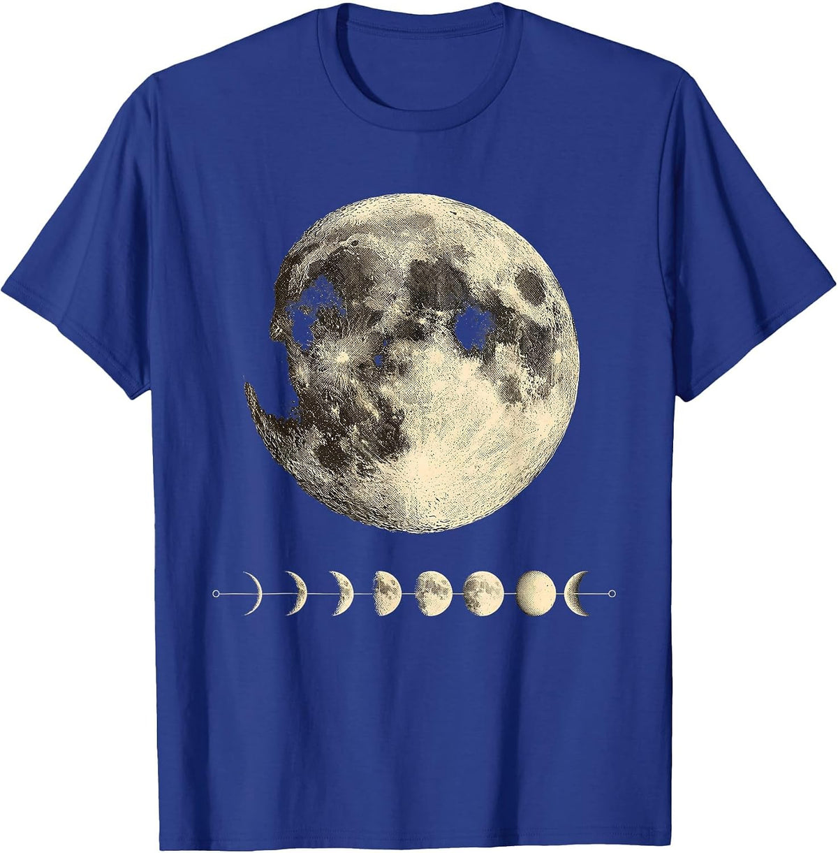 Lunar Phase Cycle Vintage Astronomy Science Teacher T-Shirt, Men, Royal Blue, 3X-Large - As Pictured