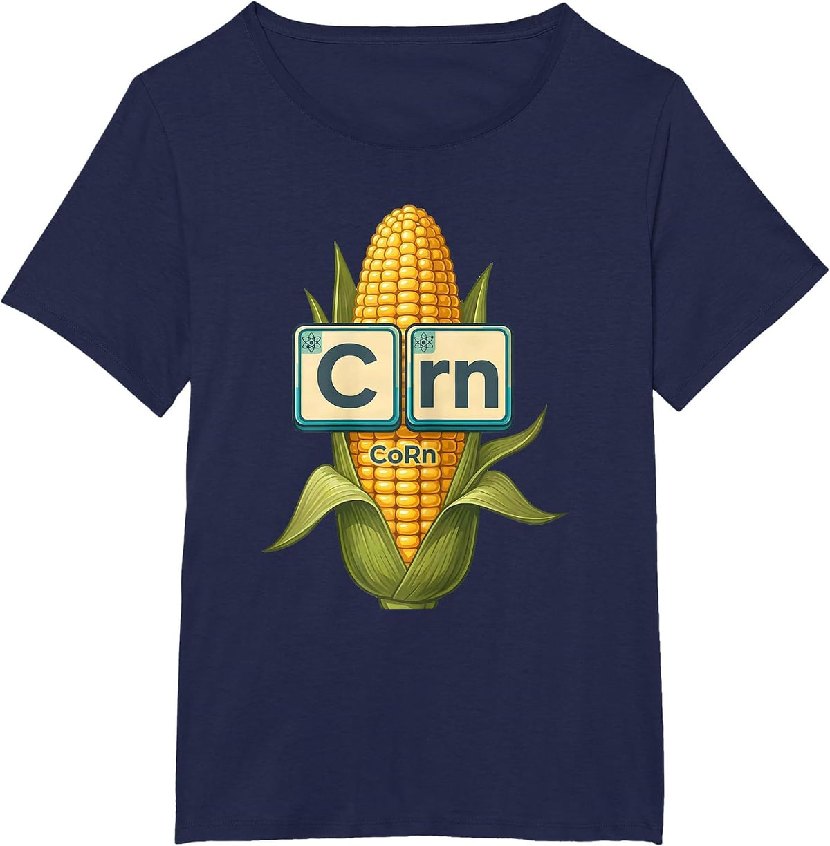 Women's CoRn Funny Periodic Table Chemistry Pun Science Geek Gift T-Shirt - Navy Blue