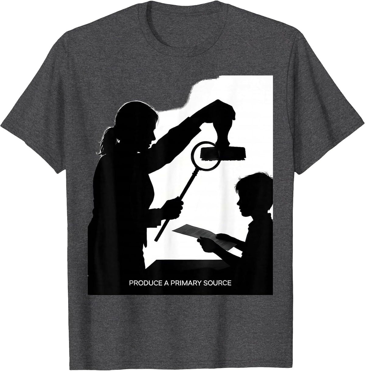 Men's Produce A Primary Source Funny History Teacher Classroom T-Shirt - Dark Heather Grey