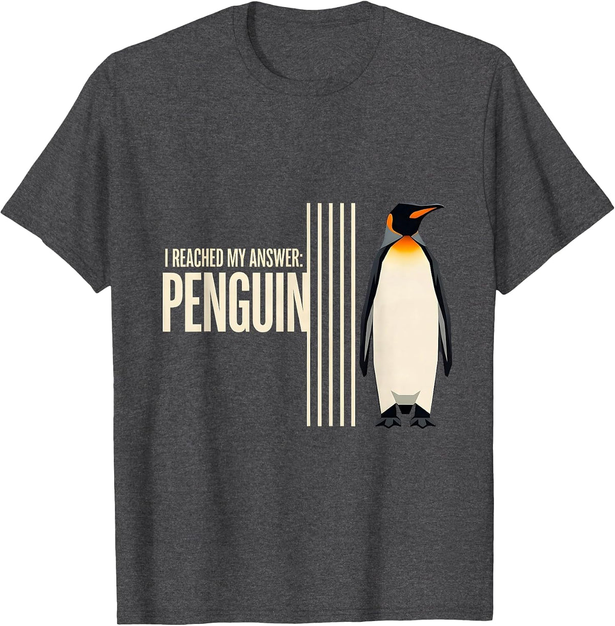Men's I Reached My Answer: Penguin Funny Penguin Lover Animal T-Shirt - Dark Heather Grey