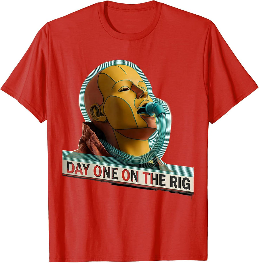 Men's Day One On The Rig Funny EMT Paramedic First Responder Humor T-Shirt - Red