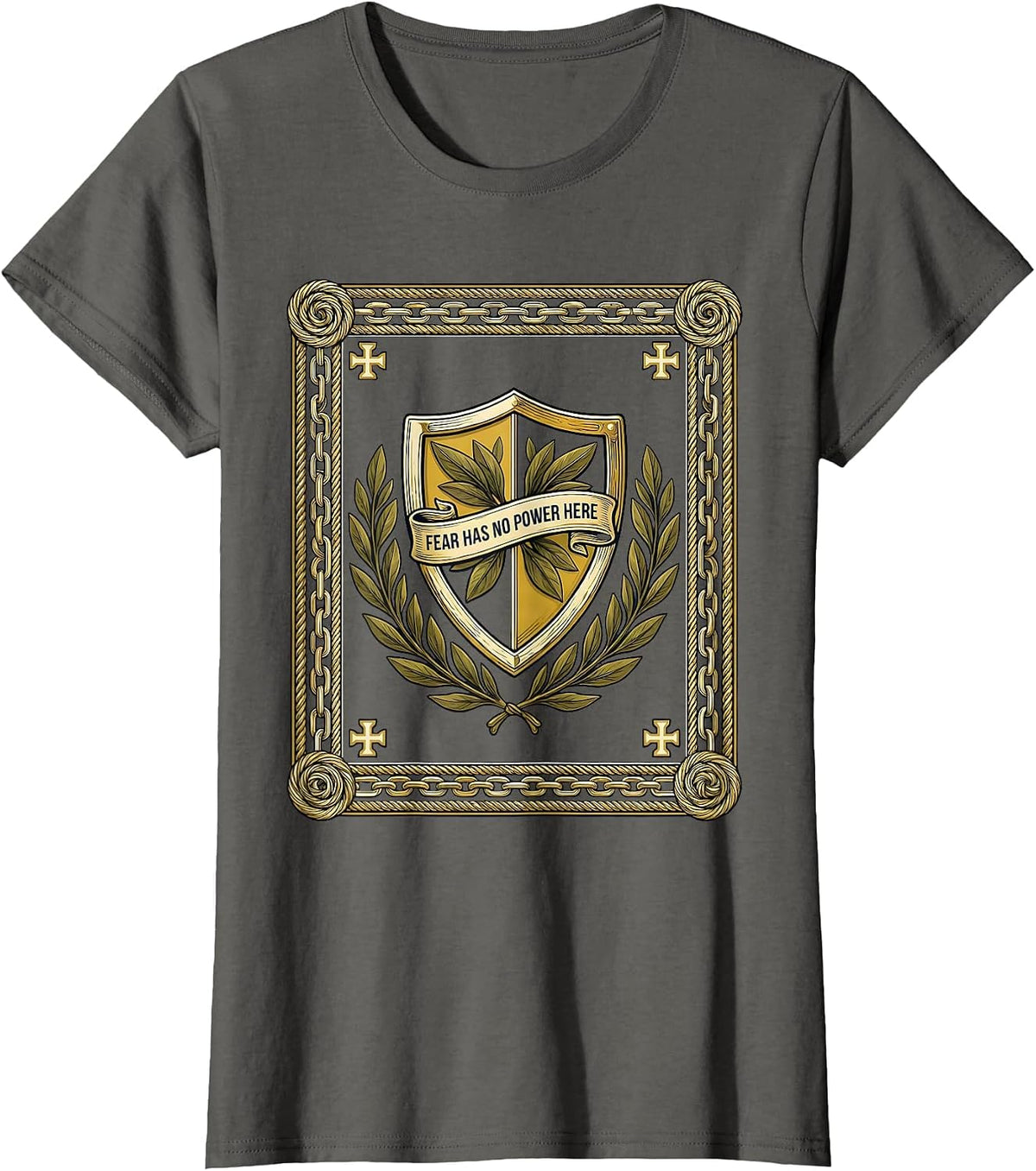 Women's Faith Over Fear Has No Power Here Design T-Shirt - Asphalt Grey