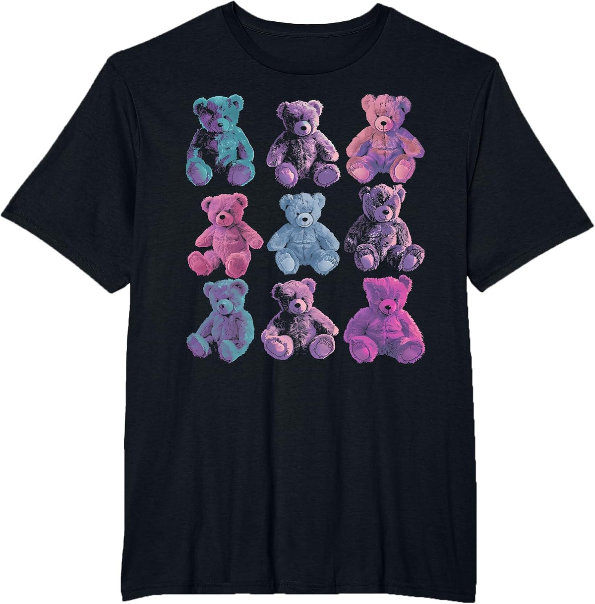 Weird Pastel Goth Teddy Bear Creepy Cute Alt Pink Aesthetic T-Shirt - Black
