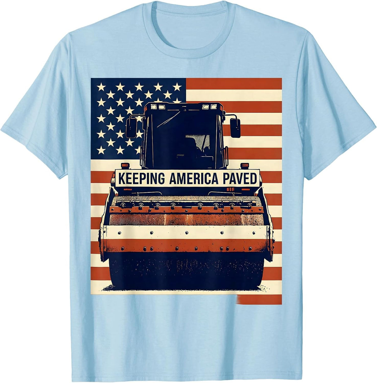 Men's Keeping America Paved Patriotic Occupation Pride Vintage T-Shirt - Baby Blue