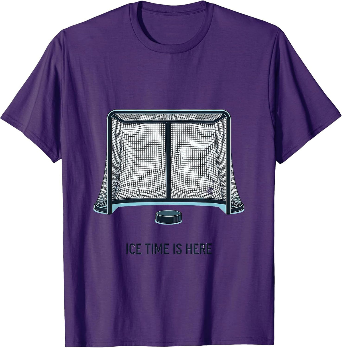Ice Time Is Here Funny Ice Hockey Player Fan Youth Gift T-Shirt - Purple