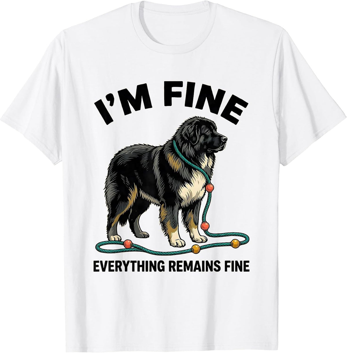 Men's I'm Fine Everything Remains Fine Great Pyrenees Christmas T-Shirt - White