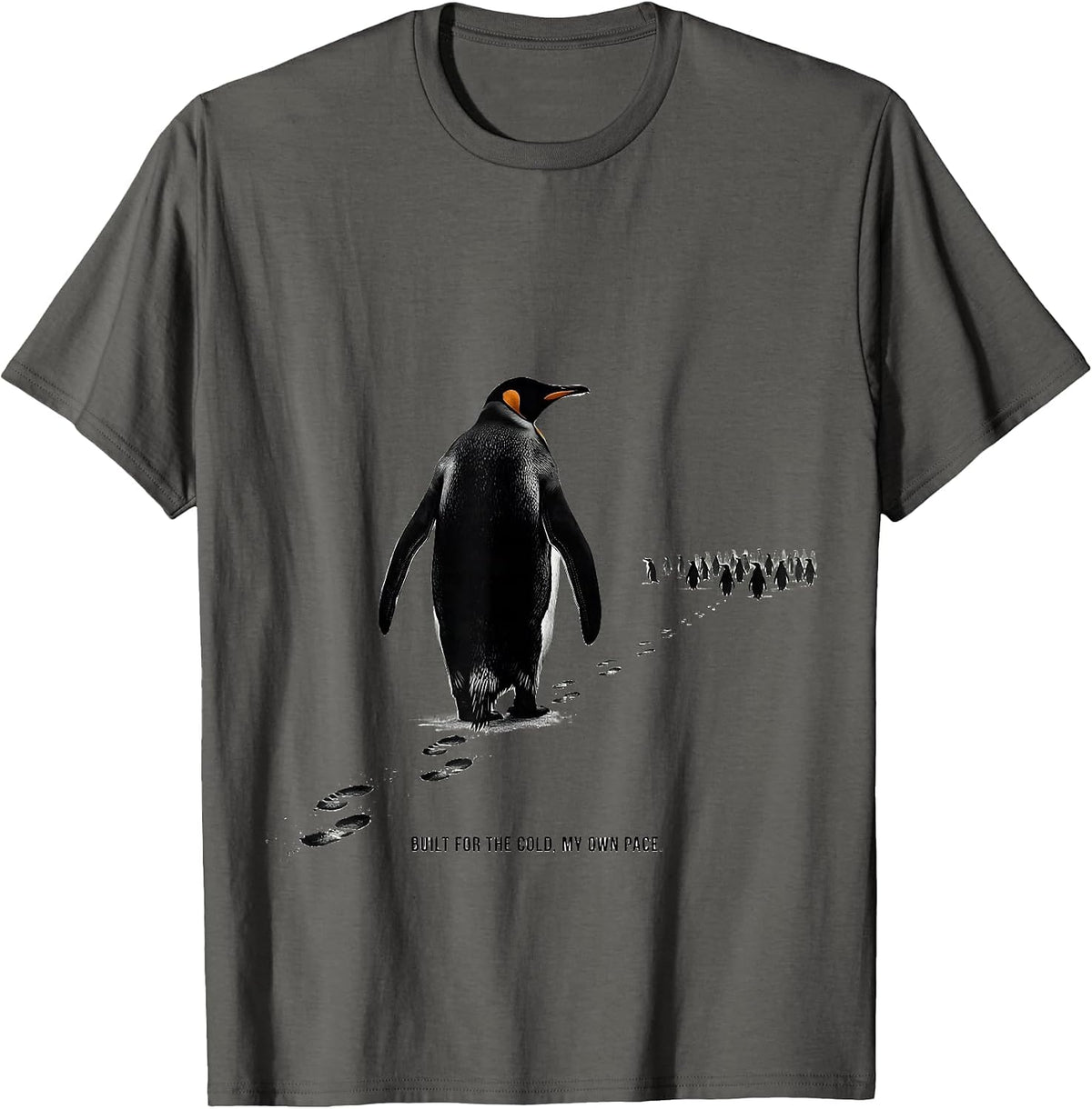 Built For The Cold My Own Pace Funny Penguin Lover Humor T-Shirt - Asphalt Grey