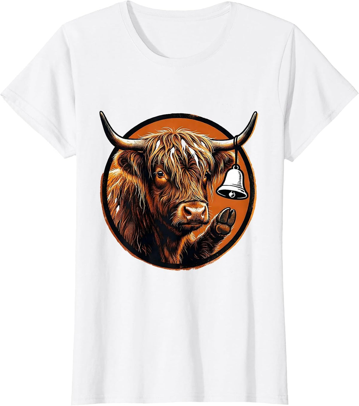 Highland Cow Ghost Bell Fall Halloween Humor T-Shirt - White
