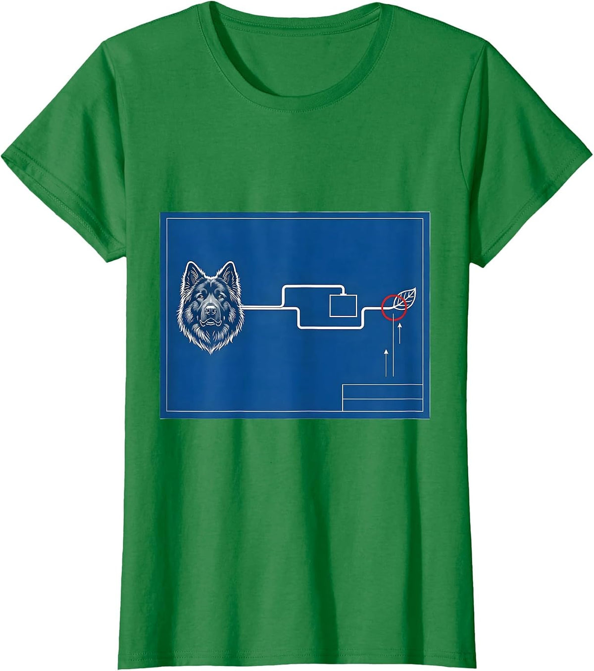 Women's Great Pyrenees Technical Blueprint Dog Owner Humor T-Shirt - Kelly Green