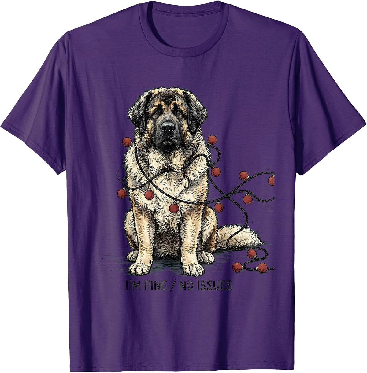 Men's I'm Fine No Issues Great Pyrenees Christmas Dog Owner Humor T-Shirt - Purple