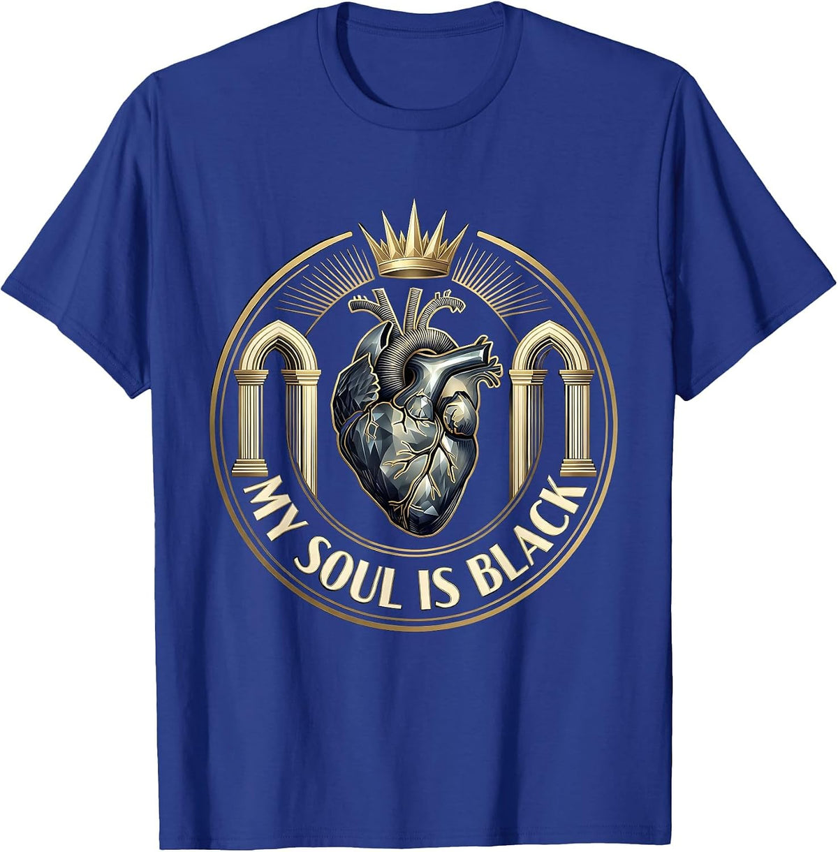 My Soul Is Black Gothic Dark Aesthetic Design T-Shirt - Royal Blue