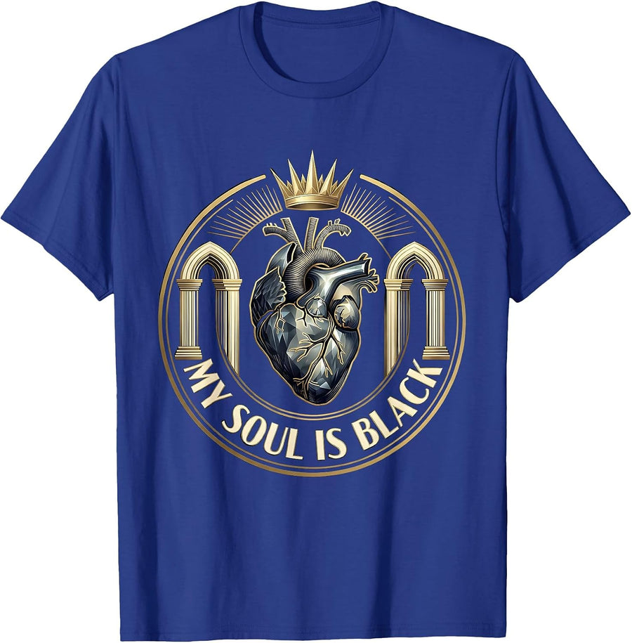 My Soul Is Black Gothic Dark Aesthetic Design T-Shirt - Royal Blue