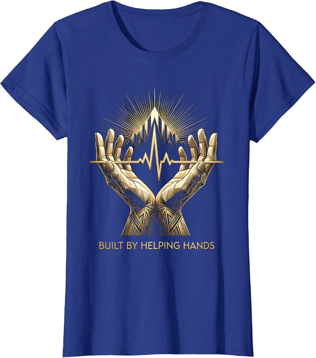 Women's Built by Helping Hands Labor Day Heartbeat Design T-Shirt - Royal Blue