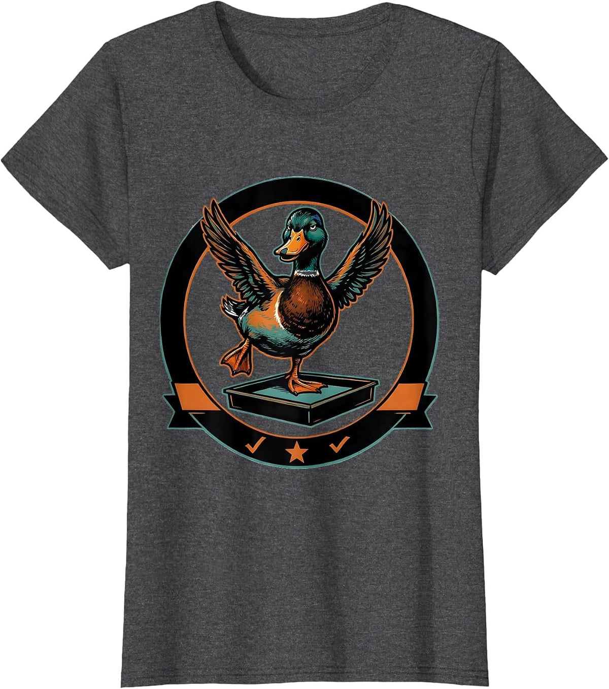Women's Dismissive Duck Screenprint Poster Humor Novelty Gift T-Shirt - Dark Heather Grey