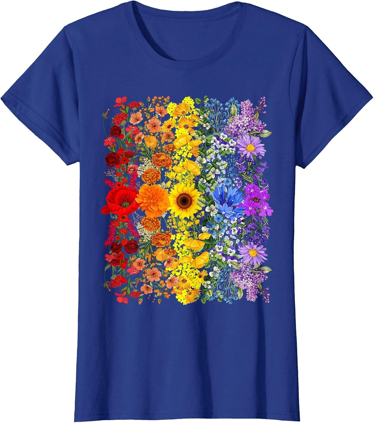Rainbow Wildflowers Field Flowers LGBTQ Month Pride Month T-Shirt - Royal Blue