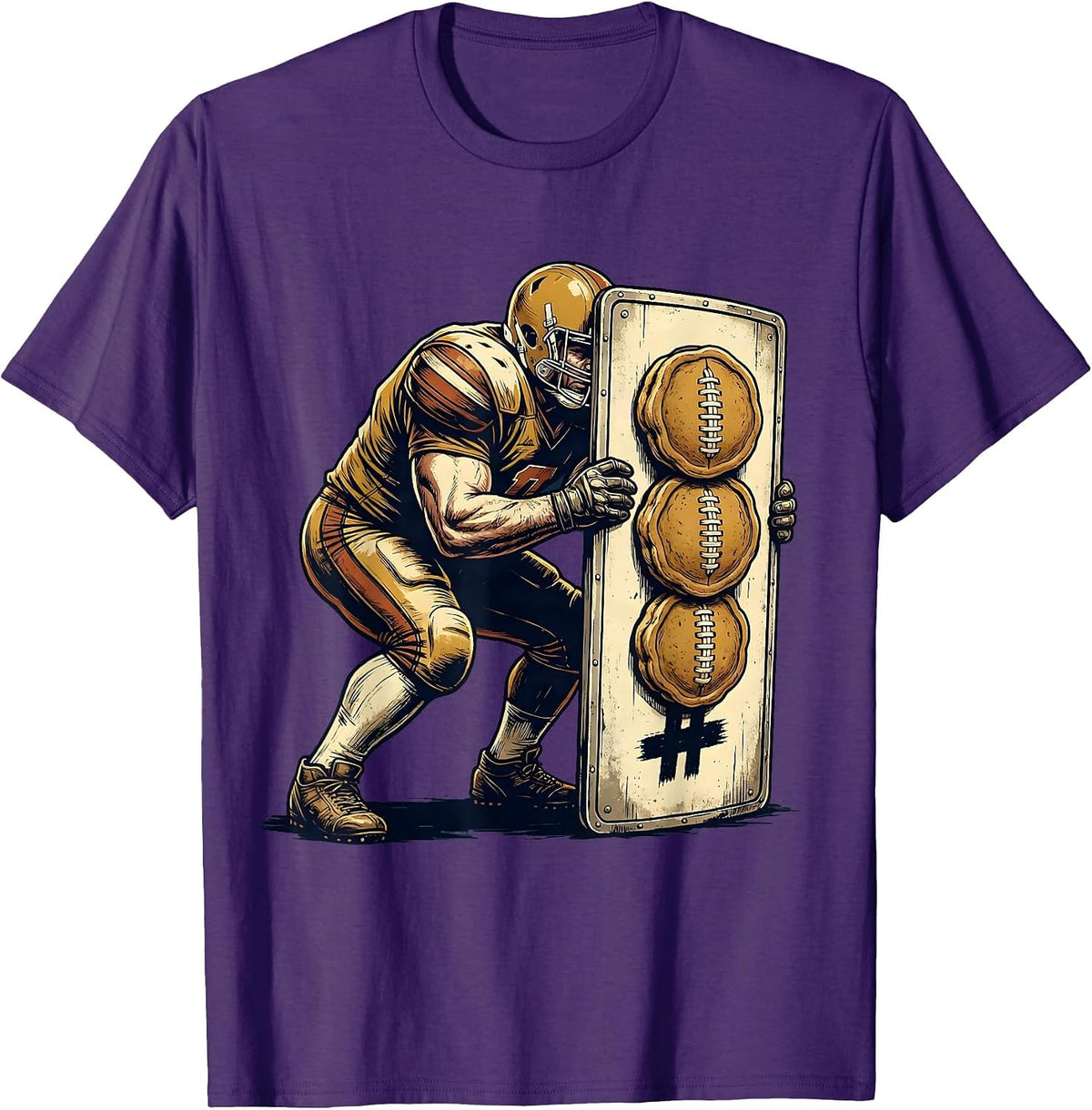 Men's Vintage Offensive Lineman Football Humor T-Shirt - Purple