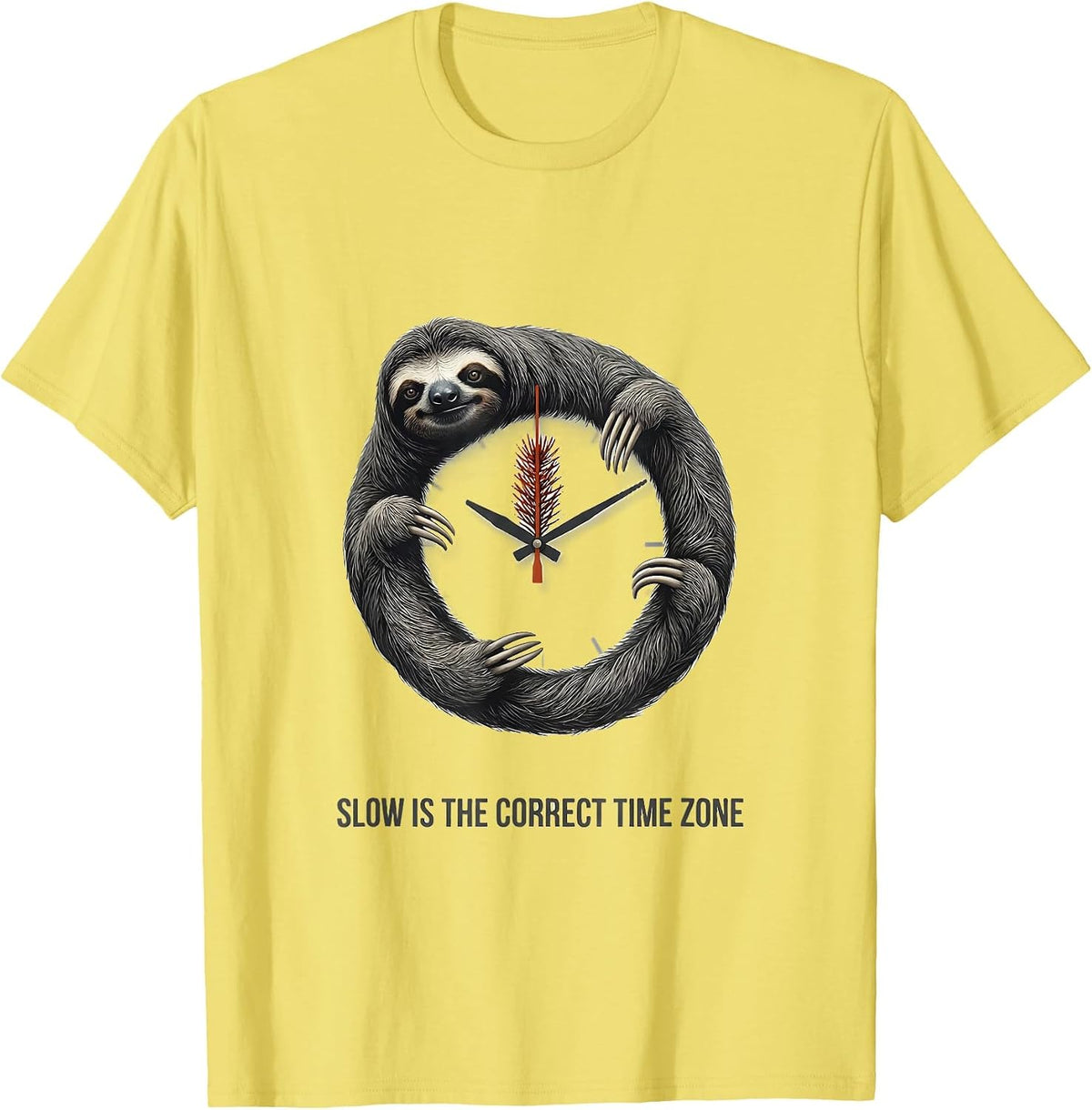 Men's Slow Is The Correct Time Zone Funny Sloth Lover Christmas T-Shirt - Lemon Yellow