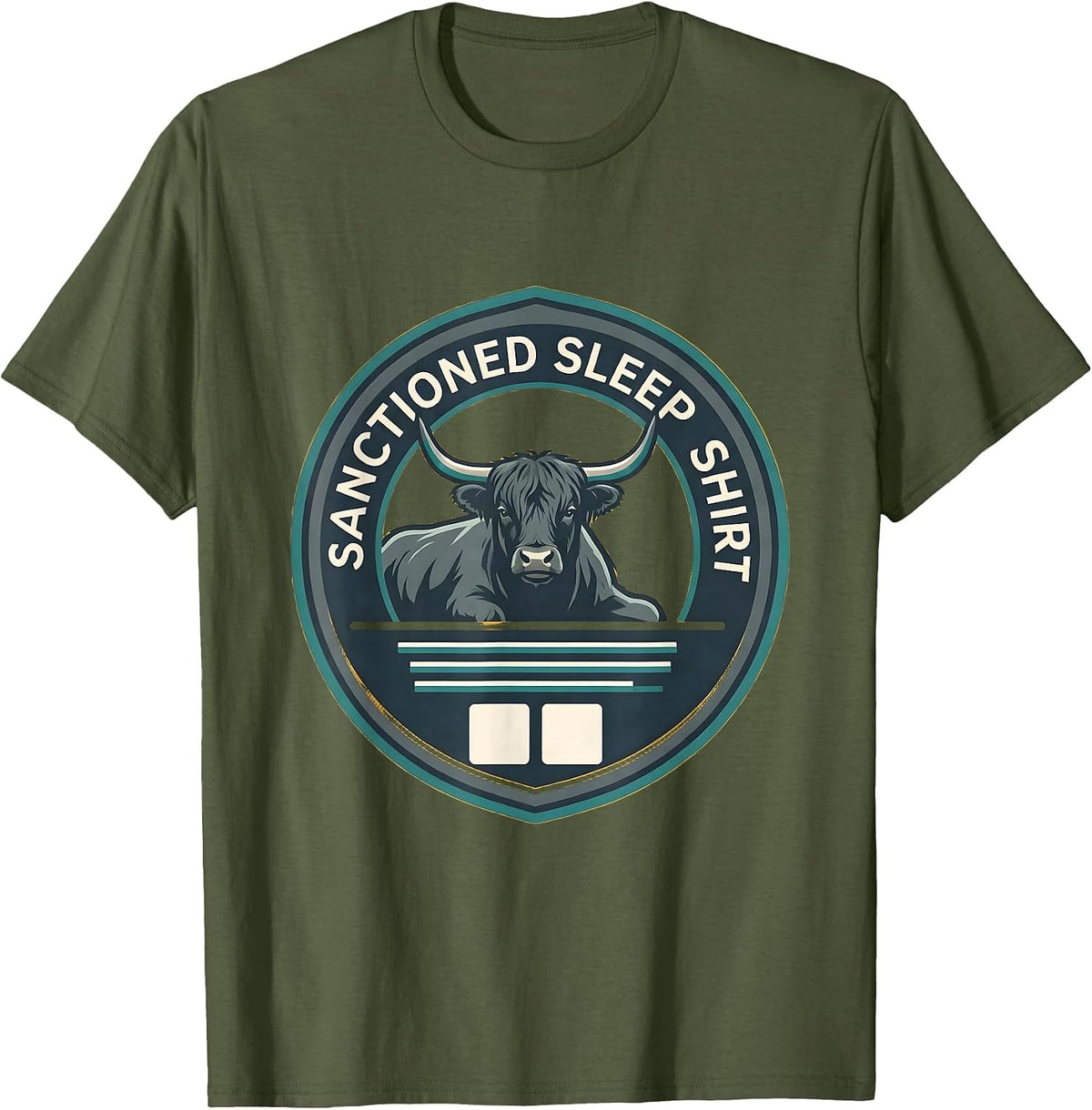 Sanctioned Sleep Shirt Funny Highland Cow Attitude Humor T-Shirt - Olive Green