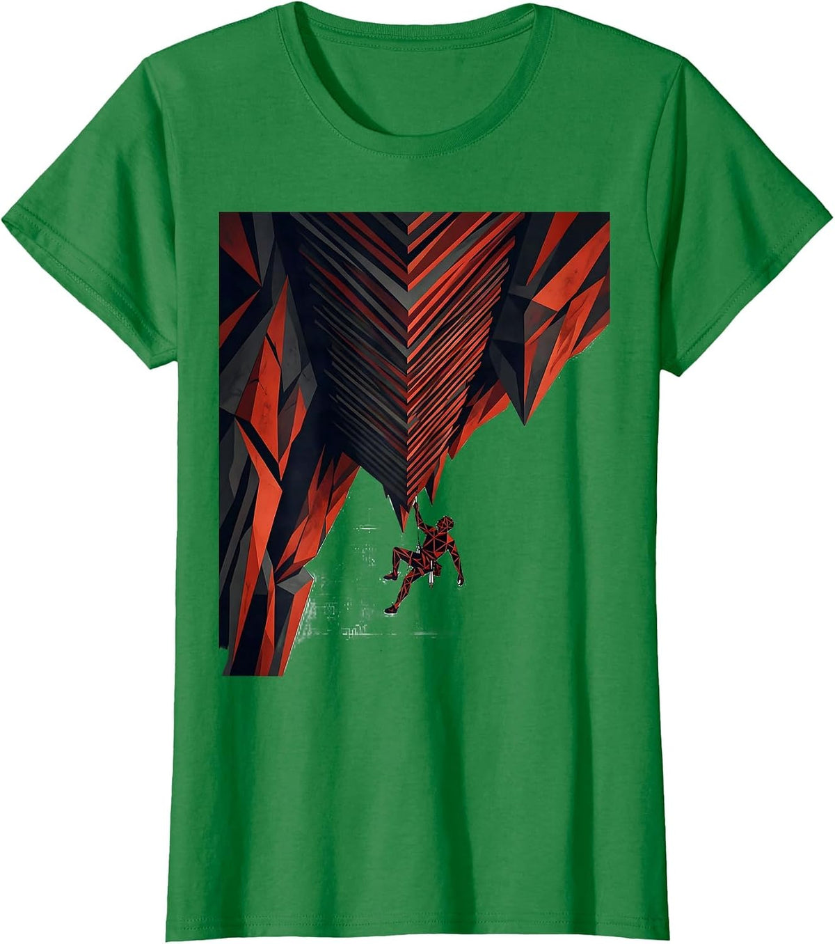 Women's Rock Climber Cliff Overhang Hanging Graphic T-Shirt - Kelly Green